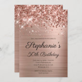 Invitation Glittery Rose Gold Foil Elégant 50e anniversaire (Devant / Derrière)