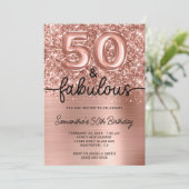 Invitation Glittery Rose Gold Glam 50 and Fabulous (Debout devant)