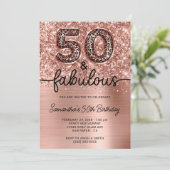 Invitation Glittery Rose Gold Leopard Glam 50 and Fabulous (Debout devant)
