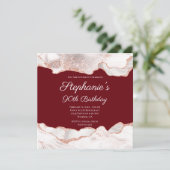 Invitation Glittery Rose Gold White Agate 90e anniversaire (Debout devant)