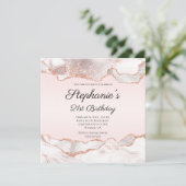 Invitation Glittery Rose Gold White Agate Blush 21e anniversa (Debout devant)