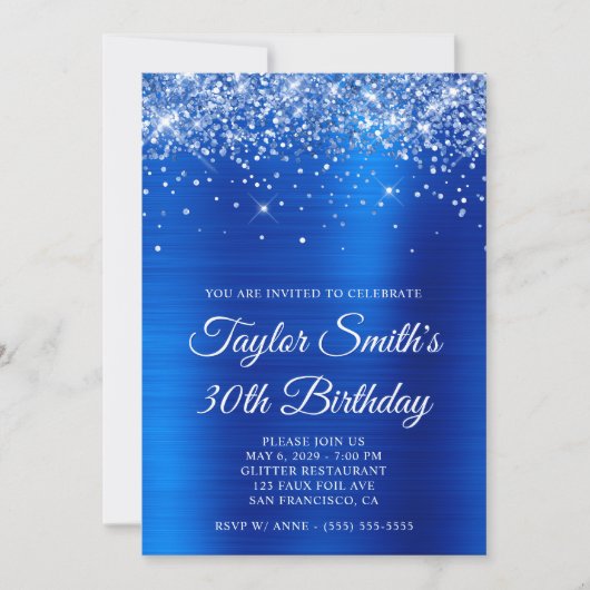 Invitation Glittery Royal Blue 30e anniversaire (Devant)