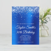 Invitation Glittery Royal Blue 30e anniversaire (Debout devant)