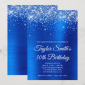 Invitation Glittery Royal Blue 30e anniversaire (Devant / Derrière)