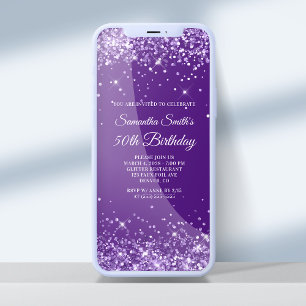 Invitation Glittery Royal Violet 50e Anniversaire