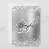 Invitation Glittery Silver Foil Fancy Monogramme 30e annivers (Dos)