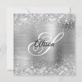 Invitation Glittery Silver Foil Monogramme 40 & Fabulous (Dos)