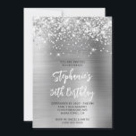 Invitation Glittery Silver Glam 30th Birthday Brush Script<br><div class="desc">Créez votre propre parties scintillant en faux argent et remplissez l'invitation de célébration du 30e anniversaire pour elle. L'arrière - plan présente un art numérique gris argenté et gris argenté brillant et gris argenté. Les scintillants de luxe, la parties scintillant et la feuille seront créés avec des éléments artistiques créatifs...</div>