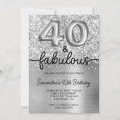 Invitation Glittery Silver Glam 40 et fabuleux (Devant)
