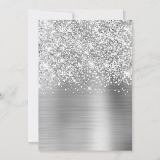 Invitation Glittery Silver Glam Numéro 60e anniversaire (Dos)