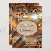 Invitation Glittery Silver & Gold Music Notes 70e anniversair (Devant / Derrière)