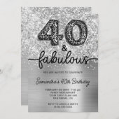 Invitation Glittery Silver Leopard 40 et fabuleux (Devant / Derrière)