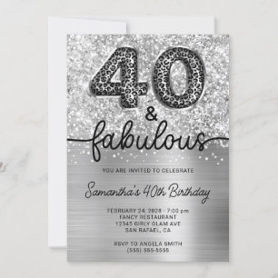 Invitation Glittery Silver Leopard 40 et fabuleux