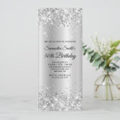 Invitation Glittery Silver Shimmer Ombre 50e anniversaire (Debout devant)