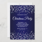 Invitation Glittery Snowflakes Navy Ombre Christmas Party (Devant)
