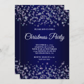 Invitation Glittery Snowflakes Navy Ombre Christmas Party (Devant / Derrière)