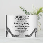 Invitation Glittery Sparkly Black Stilettos double anniversai (Debout devant)