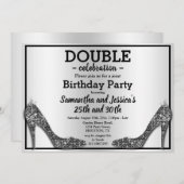 Invitation Glittery Sparkly Black Stilettos double anniversai (Devant / Derrière)