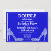 Invitation Glittery Sparkly Blue Stilettos Double anniversair (Devant)