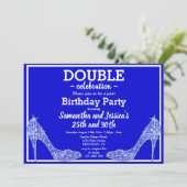 Invitation Glittery Sparkly Blue Stilettos Double anniversair (Debout devant)