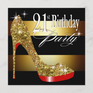 Invitation Glittery Stiletto Stripes 21e anniversaire