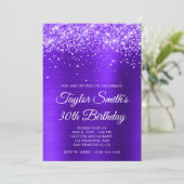 Invitation Glittery Violet Purple 30e anniversaire (Debout devant)