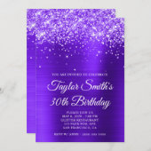 Invitation Glittery Violet Purple 30e anniversaire (Devant / Derrière)