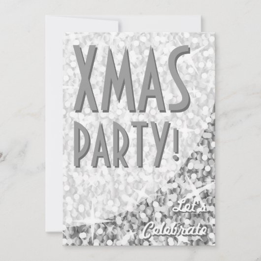 Invitation Glitz "Argent" courbe "Fête de Noël" (Devant)