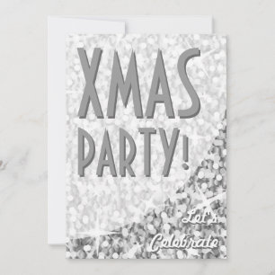 Invitation Glitz "Argent" courbe "Fête de Noël"