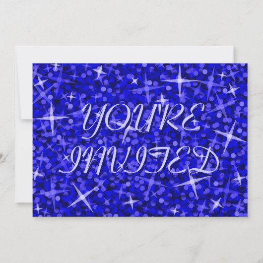 Invitation Glitz bleu foncé 'Vous êtes invité' texte bleu (Devant)