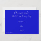 Invitation Glitz bleu foncé 'Vous êtes invité' texte bleu (Dos)