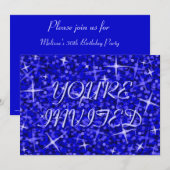 Invitation Glitz bleu foncé 'Vous êtes invité' texte bleu (Devant / Derrière)