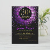 Invitation Glitz Bling Confetti 30e anniversaire | or pourpre (Debout devant)
