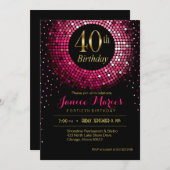 Invitation Glitz Bling Confetti 40e anniversaire| or fuchsia (Devant / Derrière)
