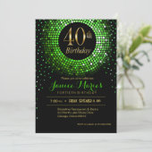 Invitation Glitz Bling Confetti 40e anniversaire| or vert (Debout devant)
