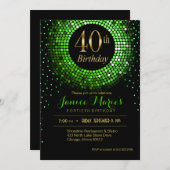 Invitation Glitz Bling Confetti 40e anniversaire| or vert (Devant / Derrière)