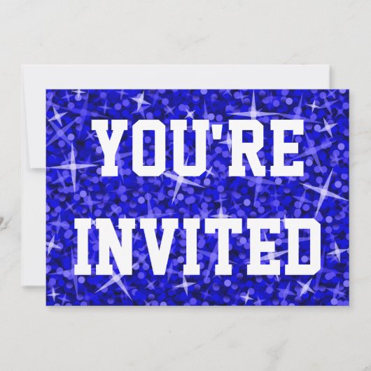 Invitation Glitz Dark Blue Vous êtes invité texte blanc (Devant)