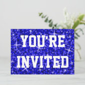 Invitation Glitz Dark Blue Vous êtes invité texte blanc (Debout devant)