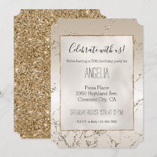Invitation Glitz en marbre or et blanc