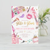 Invitation Glitz Glam Glamor Fête Spa Maquillage fille Annive (Debout devant)