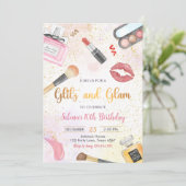 Invitation Glitz Glam Glamor Fête Spa Maquillage fille Annive (Debout devant)