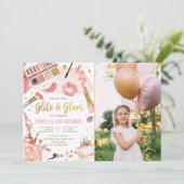 Invitation Glitz Glam Glamor Party Spa de maquillage fille An (Debout devant)
