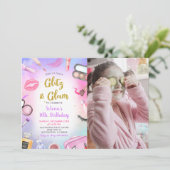Invitation Glitz Glam Glamor Spa Party Maquillage Anniversair (Debout devant)