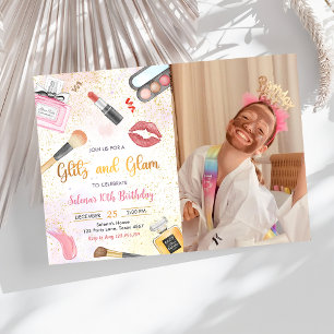 Invitation Glitz Glam Glamor Spa Party Maquillage Anniversair