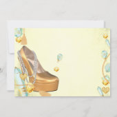 Invitation Glitz & Glam Mint Baby shower vert et jaune (Dos)