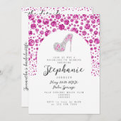 Invitation Glitz & Glam Pink Diamonds Chaussure Bachelorette (Devant / Derrière)