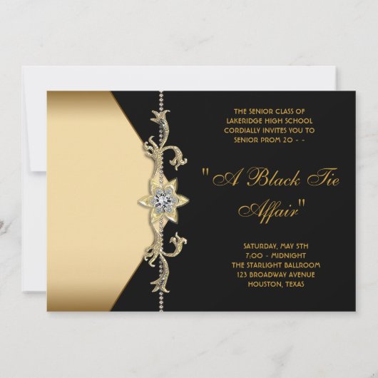 Invitation Glitz Glamor Black Cravate Prom (Dos)