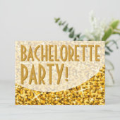 Invitation Glitz "Gold" courbe "Bachelorette Party" invitatio (Debout devant)