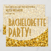 Invitation Glitz "Gold" courbe "Bachelorette Party" invitatio (Devant / Derrière)