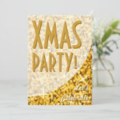 Invitation Glitz "Gold" courbe "Xmas Party!" (Debout devant)